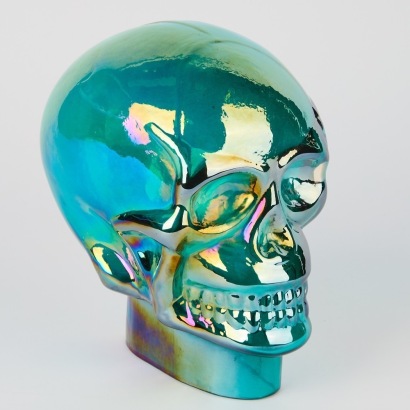A Glass Skull in Iridescent Finish