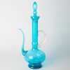 A Tall Mid-Century Teal Glass Genie Bottle