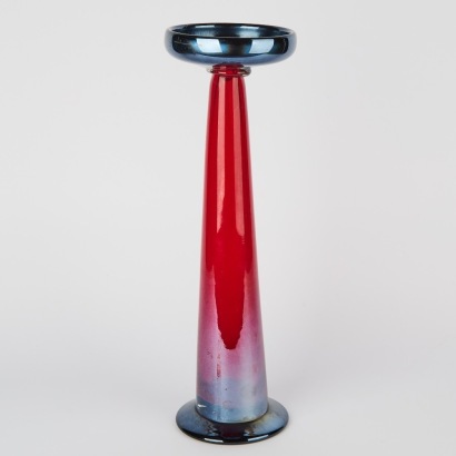 A Vintage Red Art Glass Candle Holder