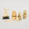 A Group of Six 20 Century Chinese Carved Bone Figural Ornaments