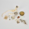 A Group of Ten Crystal, Glass and Silver Items Including Small Spoons