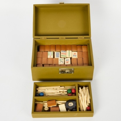 A Set of Bamboo and Bone Mahjong Set