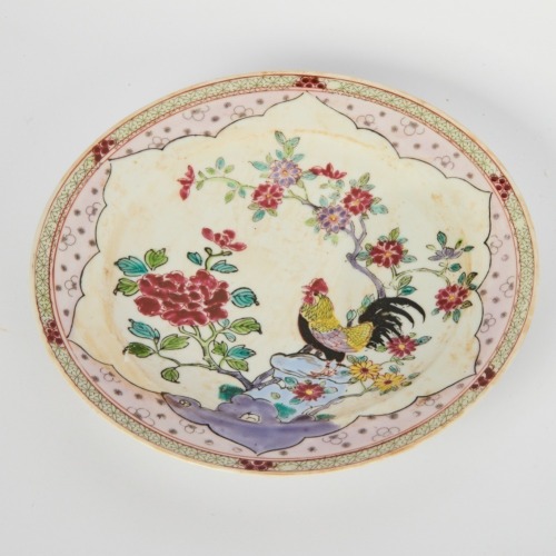 A 19th Century Chinese Qing Dynasty Famille Rose Dish with Birds and Flowers