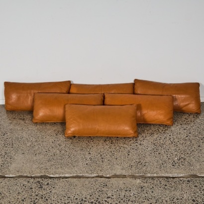 A Set of Six Leather Cushions