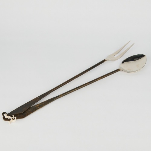 Set of Long Handled Forged Steel Salad Servers