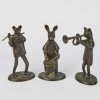 A Band of Heavy Cast Bronze Animal Musician Figures