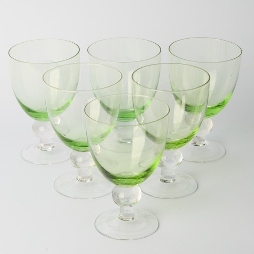 A Set of Six Bubble Stem Cocktail Glasses