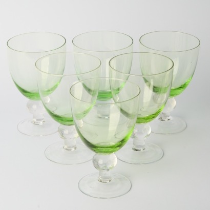 A Set of Six Bubble Stem Cocktail Glasses