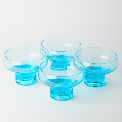 A Set of Four Cocktail Glasses in Turquoise