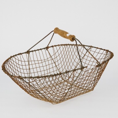 A Vintage Large Wire Harvesting Basket