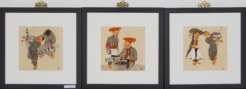 A Group of Three Chinese 20th Century Ink 'Figural' Paintings