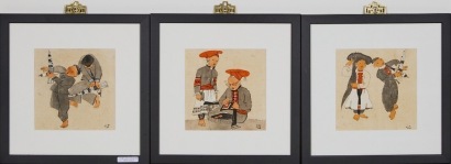 A Group of Three Chinese 20th Century Ink 'Figural' Paintings