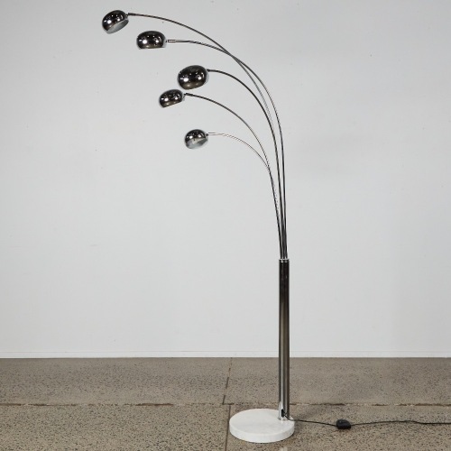 A Five-Arm Arc Floor Lamp with a Marble Base