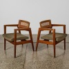 A Pair of Gunlocke Mid-Century Walnut and Cane Armchairs, c.1960s USA