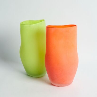 A Pair of Handblown Art Glass Vases Signed DAVIS