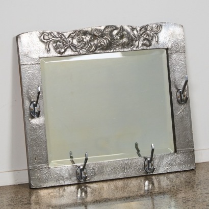 An Artisan Crafted Repousse Pewter Hall Mirror (Dated 1939)