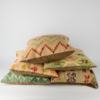 A Set of Five Vintage Kilim Throw Pillows