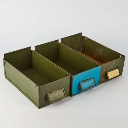 A Set of Three Vintage Metal Storage Bins