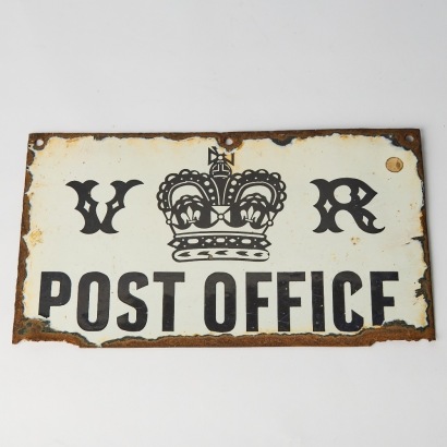 A Vintage Enamel Post Office Sign