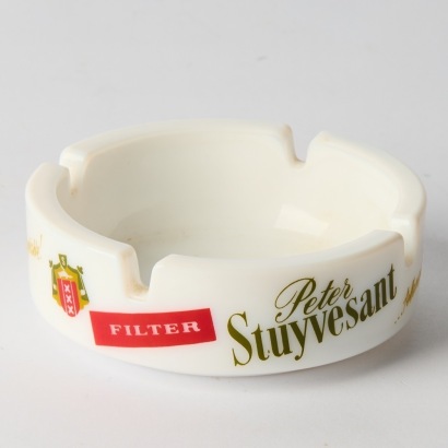 A Vintage Peter Stuyvesant White Glass Ashtray