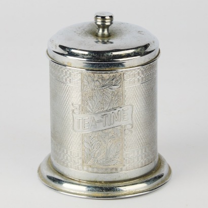 A Vintage Chrome Tea Caddy