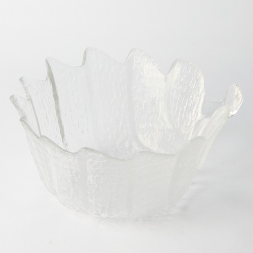 A Swedish "Eden" crystal leaf bowl by Lars Hellsten for Orrefors