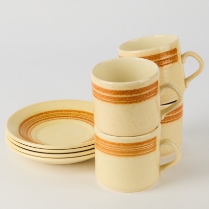 A Set of Four Crown Lynn Cup and Saucers Ironstone