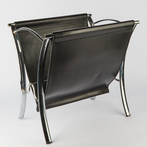 A Leather and Chrome Magazine Rack