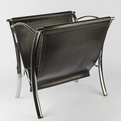 A Leather and Chrome Magazine Rack