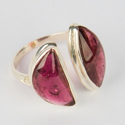 A Stg. Silver Ring with Tourmalines