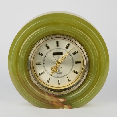 A Vintage Mid-Century Green Onyx Clock