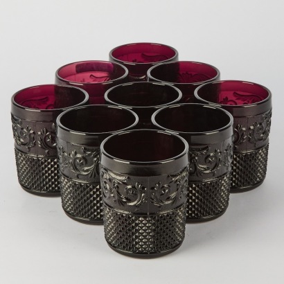A Set of Nine Italian Indigo Glasses