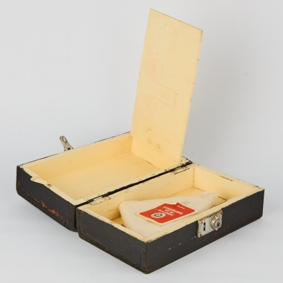 A Vintage Black First Aid Kit Box
