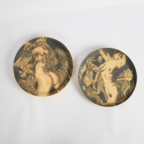 A Pair of Handmade Surrealist Ceramic Wall Dishes