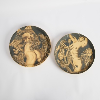 A Pair of Handmade Surrealist Ceramic Wall Dishes