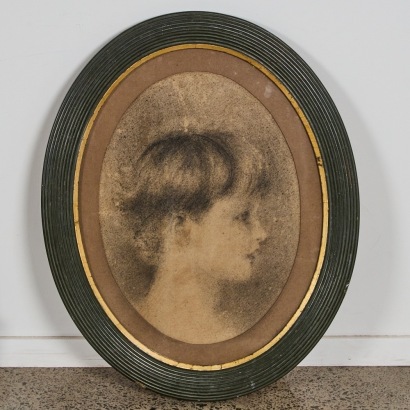 A Victorian Original Charcoal Portrait of a Young Girl