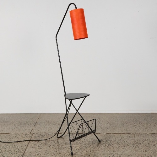 A Black and Orange Floor Lamp