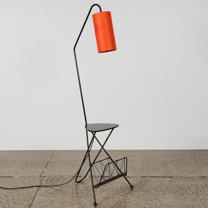 A Black and Orange Floor Lamp