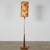A Mid-Century Teak Floor Lamp and Floral Shade