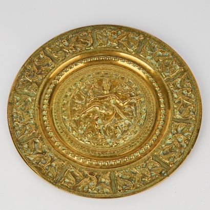 A Heavy Brass Shiva Wall Dish
