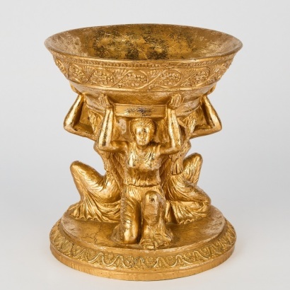 A Gold Winged Psyches Resin Bowl after Claude Odiot/Louvre
