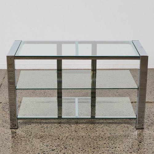 A Chrome and Glass Console Table