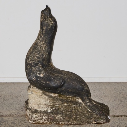 A Mid-Century Concrete Seal Water Fountain