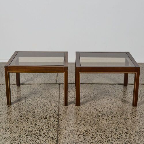 A Pair of Smoked Glass Side Tables
