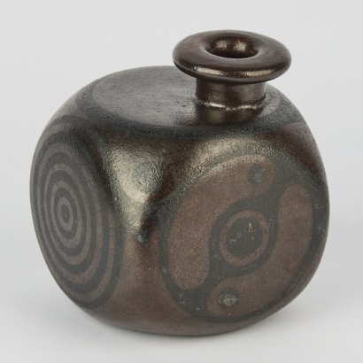 An Anneke Borren Black on Black Series Cube Vase Form, 1980s
