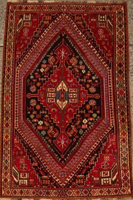 A Vintage Hand-Knotted Persian Shiraz Rug