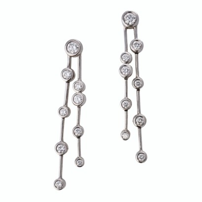 18ct White Gold, 1.36ct Diamond Drop Earrings