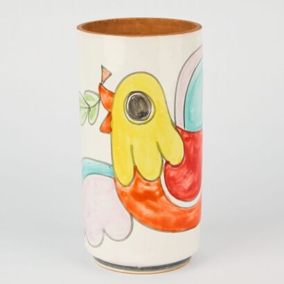 A Vintage Nino Parrucca Italy Hand Painted Utensil Canister