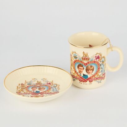 A Crown Lynn Charles and Diana Commemorative Cup and Saucer