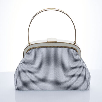 Oroton Vintage White Gardenia Mesh Bag